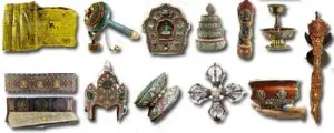 Embrace the spiritual tradition of Tibetan Buddhism with our collection of Tibetan ritual items. From the powerful symbol of the Vajra or dorje, to the colorful prayer flags that grace homes and temples, each item is a unique representation of the Tibetan culture and religion. Our collection also includes Khada, Ratna mandala, door curtains, Buddhist altars, Tibetan boxes, book covers, Kapalas, weapons and Kartikas, stamp statues, and offering items. These ritual items not only serve as decorative pieces, but also as reminders of the spiritual path and its significance. Each piece is carefully crafted, ensuring both its beauty and authenticity.