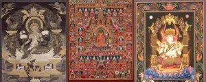 Experience the rich artistic tradition of the Newari people with this exquisite Newari Thangka painting. The Newar community, renowned for their mastery in art and craftsmanship, have created a distinct style of Thangka painting that is treasured worldwide. This Newari Thangka showcases their unique techniques and attention to detail, capturing the essence of their cultural heritage.

Handcrafted with precision and devotion, this Newari Thangka features intricate brushwork, vivid colors, and symbolic imagery. Each stroke of the brush reflects the skill and dedication of the Newari artisans, carrying forward a centuries-old artistic legacy. This masterpiece serves as a visual gateway to the rich Newari culture and its spiritual traditions.

Whether you are an art enthusiast, a collector, or a spiritual seeker, this Newari Thangka will captivate your senses and evoke a deep sense of reverence. Display it in your home, meditation space, or art gallery to celebrate the beauty and artistic brilliance of the Newari people.